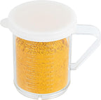 Restaurantware-RW Base 10 Ounce Clear Plastic Dredge Spice Shaker, 1 Reusable Dry Rub Shaker - Includes White Solid Lid, With Handle, Clear Polycarbonate Spice Holder, For Seasonings