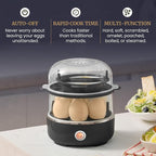 Elite Gourmet EGC1215B Easy Egg Cooker, Stainless-steel Heating Plate, Two-Tiered, 14-Egg Capacity, Soft, Medium, Hard-Boiled, Auto Shut-Off, Omelets, Poached Eggs, Measuring Cup, Piercing Pin, Black