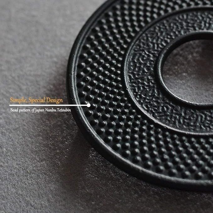 suyika Cast Iron Mat with Rubber Pegs/Feet for Japanese Tea Kettle Cast Iron Teapot Black Trivet 5.3in