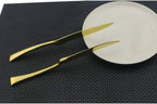 Golden Flatware Set 18/10 Stainless Steel Mirror Polished Gold Cutlery - Silverware Utensil Set of Steak Knife Dinner Fork Knife Spoon Salad Fork Dessert Spoon,24 Piece Service for 4