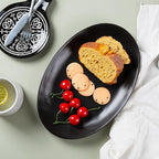 Porcelain Serving Platters, 12 Inch Large Serving Trays, Oval Serving Plates for Dessert Appetizers Meat/Entertaining/Party, Set of 3, Matte Black