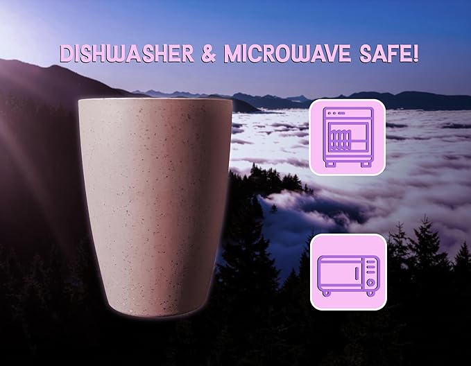 Hippie & Squatch's Tree Chuggers Plant Based Reusable Cups 12 oz - 6 Count - Wheat Straw Plastic Alternative Cups - Dishwasher Safe Tumblers - Unbreakable Drinking Glasses