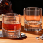 KAMMAK Crystal Whiskey Glasses Set of 2, 10.14 Oz Old Fashioned Tumbler with Delicate Cut Rim & Thick Heavy Base, Elegant Barware for Scotch, Bourbon, Cocktail, Wine - Ideal Gift & Home Drinkware