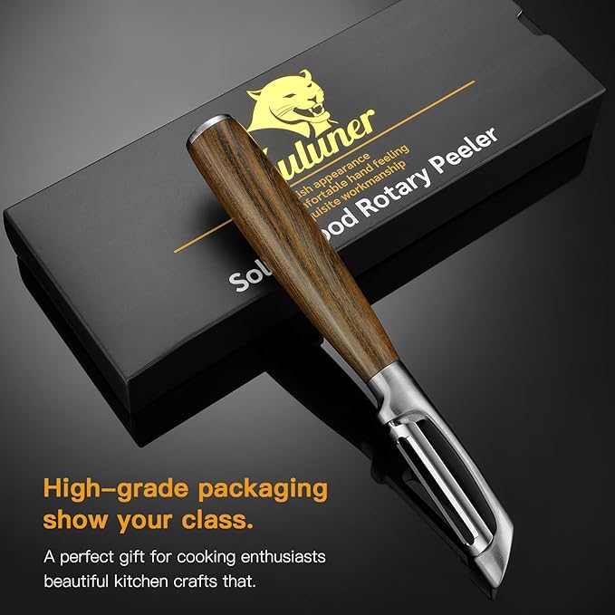 Premium I Type 304 Stainless Steel Multifunctional Kitchen Peeler Real Wood Handle Ultra Sharp Blade Vegetable Potato Apple（Agarwood）