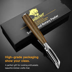 Premium I Type 304 Stainless Steel Multifunctional Kitchen Peeler Real Wood Handle Ultra Sharp Blade Vegetable Potato Apple（Agarwood）