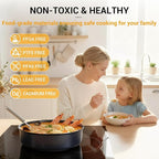 Ammeloo 21-Piece Ceramic Pots and Pans Set Non Stick with Detachable Handles and Egg Frying Pan, Non-Toxic Cookware, Induction Ready, Oven Safe, Stackable for Storage, Black Speckled