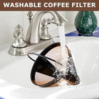 KEEPOW Reusable Coffee Filter Replacement 14 cup Compatible with Cuisinart DCC-3200 DCC-1200 Coffee Maker, Gold Tone Coffee Filter Basket 10 12 14 Cup, 1+12