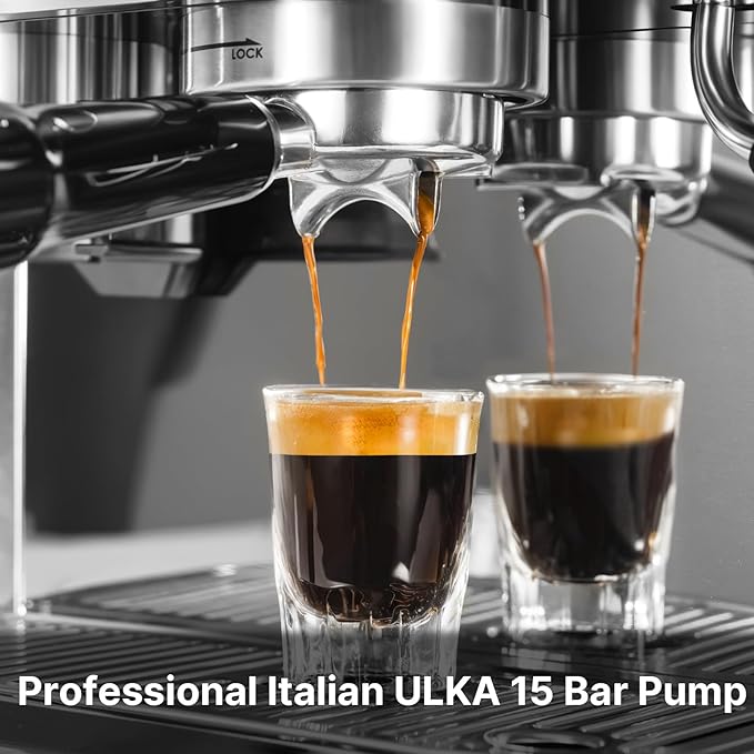 Espresso Machine with Grinder, Espresso Maker with 58MM Portafilter & Milk Frother, Latte Machine, Cappuccino Machines for Home, Automatic Stainless Steel Expresso Coffee Machines