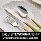 20-Pieces Color Silverware Sets for 4,Green and Orange Handle Stainless Steel Cutlery Set, Include Forks Spoons and Knives Set, Dishwasher Safe Utensil Sets for Home Restaurant