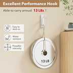 12 Pack Wall Hooks for Coat and Towel: 13LB Adhesive Door Hanger Stick on, White