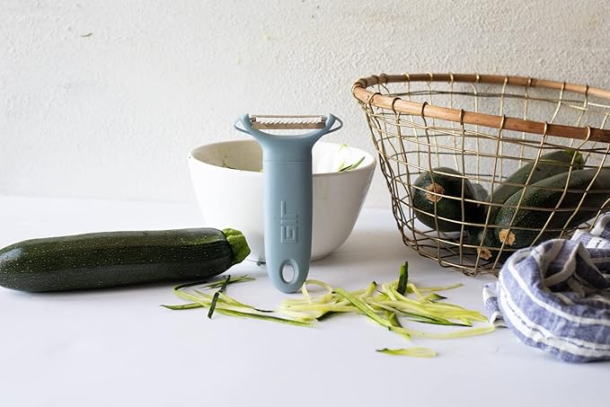 GIR: Get It Right Y-Shaped Vegetable Peeler - Red Ergonomic Handle - Swivel Blade & Potato Eye Remover - 304 Stainless Steel - Citrus & Vegetable Peeler