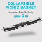 Picnic Basket, SIYUAN Collapsible Market Basket Insulted Cooler with Handles 27L Large Farmers Grocery Basket with Lid Portable Tote Bag, Black
