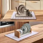 Coolcandy 24x16" Large Stone Dish Drying Mat, Quick Drying Mat Kitchen Counter, Foldable Kitchen Drying Mat, Diatomaceous Earth Stone Drying Mat, Collapsible Dish Mat Kitchen Mat For Drying