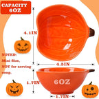 Kolewo4ever 12 Pieces Pumpkin Ramekins Haiioween Bowls Ceramic Pumpkin Bowl 6 Ounces Ramekins for Fall Halloween Serving Dip, Sauce, Condiments,Snack