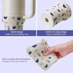 Print Boot for Stanley, Cup Bottom Protector Cover Accessories for Stanley Quencher H2.0 FlowState Tumbler 40oz / Adventure Quencher Tumbler 40oz (Cream)