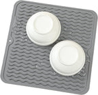 Silicone Dish Drying Mat for Multiple Usage,Easy clean,Eco-friendly,Heat-resistant Silicone Mat for Kitchen Counter or Sink,Refrigerator or Drawer liner Grey M 12 inches x 12 inches