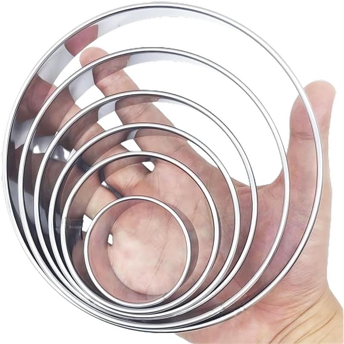 Doczen 6 Pcs Round Cookie Cutter Set (2, 3, 3.5, 4, 5, 6 Inch) - Round Cookie Cutter 4, 5, 6 Inch, Stainless Steel