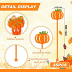36 Pcs Fall Cocktail Stirrers, Pumpkin Drink Stirrers Plastic Swizzle Sticks Reusable Coffee Stirrer Stir Sticks for Halloween Autumn Thanksgiving Party Tea Coffee Bar Decoration