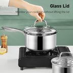 1Qt & 2Qt & 3QT Stainless Steel Sauce Pan Set with Lid,6 Pcs Non Stick Saucepan,Small Kitchen Pots,Induction Compatible,PFOA FREE