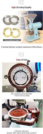 Urbanic 070s Electric Coffee Grinder (110~220v) / flat Titanium burr 60mm / 20 steps can be set (Beige) / (Made in Korea)