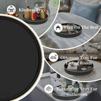 MAONAME Black Decorative Tray for Coffee Table, Modern Round Serving Tray with Handles, 13" Plastic Tea Trays for Ottoman, Bathroom Decor