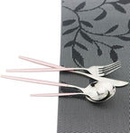Pink Silver Silverware Set, JASHII 20-Piece Stainless Steel Satin Finish Flatware Set, Kitchen Utensil Set, Mirror Polished Tableware Cutlery Set for Home and Restaurant, Dishwasher Safe