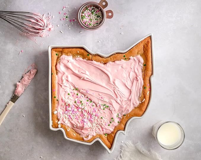 Ohio Shaped Baking Dish Serving Platter or Decorative Tray Charming Porcelain Bakeware Oven Microwave and Dishwasher Safe