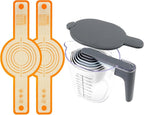12-Piece Measuring Cups and Spoons Set with Stackable Measuring Cup, Lid, and 2 Orange Silicone Bread Slings, Unique Kitchen Gadgets for Baking and Cooking, BPA-Free, Dishwasher Safe