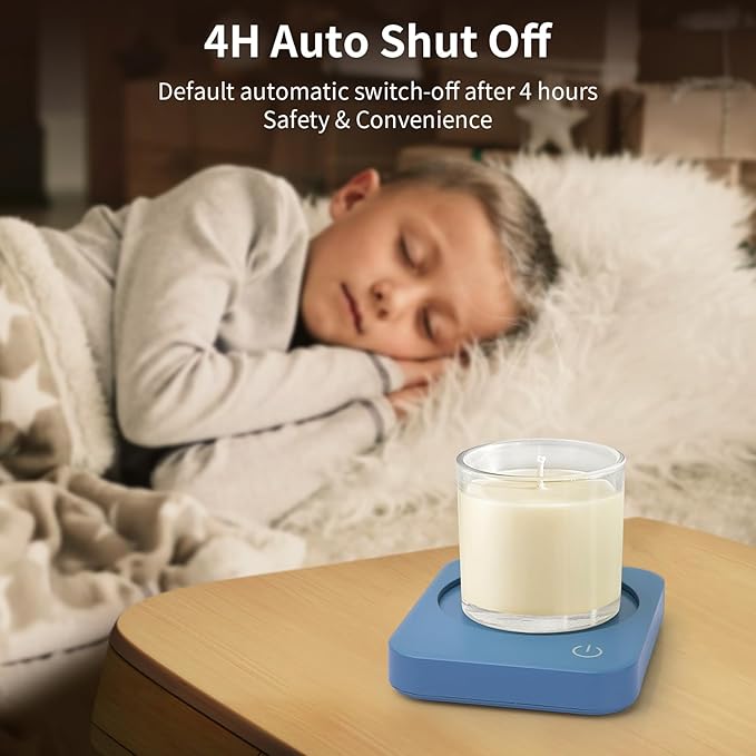 Coffee Mug Warmer, Smart Desk Cup Warmer with 3 Temperature Control & Auto Shut Off, Electric Heating for Candle, Milk, Tea, Beverage (Sky Blue)