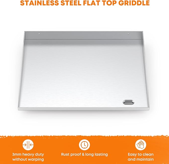 Stanbroil Stainless Steel Griddle Top for Cuisinart CGG-501 Gourmet 2-Burner Gas Grill, 19.5" Griddle Replacement Top with Front Grease System