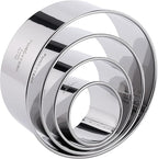 Cookie Cutter Set, 4 Pc. Kit, Measuring 2'', 3'', 4'' and 5'', Round Metal Baking Rings for Pastry, Biscuits, and Dough Cutting, Heavy Duty and Reusable, Multiple Sizes