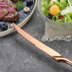 Lemeya Stainless Steel Rose Gold Steak Knives Set of 6,Forge Steak Knife,Serrated Steak Knives Set,6 Piece Heavy Steak Knives-10 inch,Mirror Polished,Dishwasher Safe