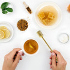 DUGATO Gold Honey Dipper Set (2 Pack, 6.3") - 304 Stainless Steel Honeycomb Sticks for Honey Pot Jar, Syrup Drizzler, Tea & Coffee Stirrer - Elegant Kitchen Utensil