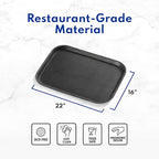 New Star Foodservice Restaurant Grade Non-Slip Tray, Plastic, Rubber Lined, Rectangular (Black, 16-Inch x 22-Inch)