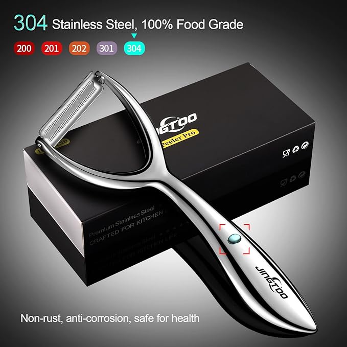 Premium Vegetable Peeler Stainless Steel，Ultra Sharp Potato Peelers, Fruit Veggie Peeler Swivel Blade, Y Shaped Apple Carrot Peelers for Kitchen Ergonomic Handle - 5 Years Warranty (Serrated)