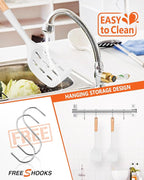 Pack of 2 Silicone Spatula, Non Stick Cooking Utensil Set Wooden Handle Kitchen Turner for Baking Mixing Grilling Serving Food Heat Resistant Non Scratch Hooks Included (White)