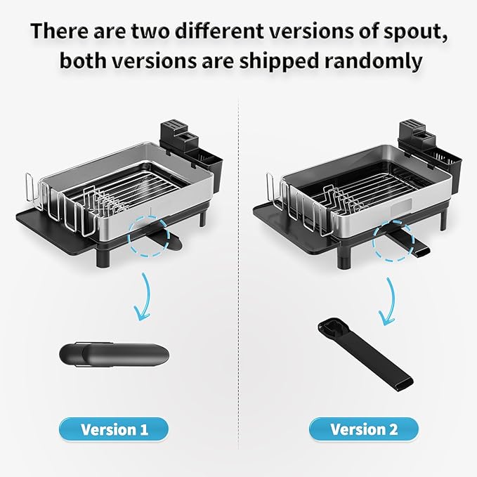 Dish Drying Rack, 304 Stainless Steel Dish Racks for Kitchen Counter, Dish Drainers with Automatic Drainage, Utensil Holder & Cups Holder, Space Saving Kitchen Organizer, Black