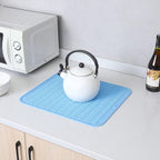 Silicone Dish Drying Mat for Multiple Usage,Easy clean,Eco-friendly,Heat-resistant Silicone Mat for Kitchen Counter or Sink,Refrigerator or Drawer Liner Light Blue 2XL 24 inches x 18 inches