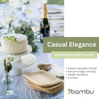 Bambu Pack of 25 - 7 Inch Disposable Bamboo Plates Square, Biodegradable Eco Friendly Products, Bamboo Disposable Plates for Events, Compostable Plate
