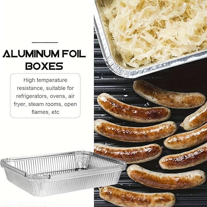 50 Pcs Disposable Aluminum Foil Grill Topper Pans, 12 x 8 in BBQ Grill Topper Pan, Non Viscous Aluminum Foil BBQ Grilling Tray Nonstick Baking Sheets for Outdoor Cooking and Camping