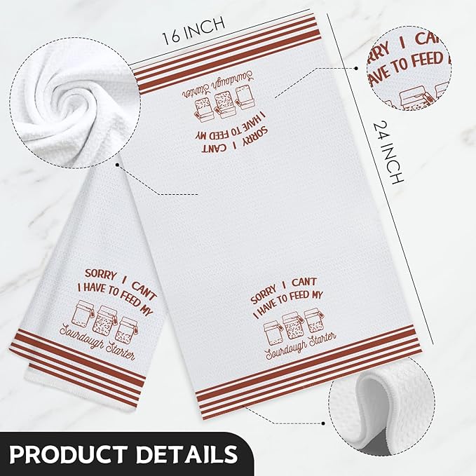 Funny Sourdough Baking Kitchen Towels, Gifts for Sourdough Bakers Tea Dish Towels for Kitchen, Baking Lover Gifts Decorative Hand Towels, 16x24 Inch Red