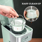 Taylor Swoden 12-Cup Programmable Coffee Maker, Regular & Strong Brew Drip Coffee Machine for Home and Office, Glass Carafe, Pause & Serve, Auto Shut Off, Green & Stainless Steel