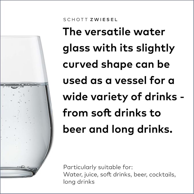 Schott Zwiesel Forté All Purpose Glass 13 Ounce (Set of 6), Drinking Glasses for Water, Dishwasher-Safe Tritan Crystal Glasses, Made in Germany