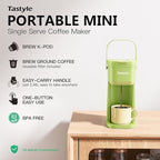 Single Serve One Cup Coffee Maker, for K Cups and Grounds, Mini Coffee Maker with Portable Handle, 6 to 12 Oz Brew Size, for Travel, Camping, Office, RV and Dorm, 120V, Lime Green
