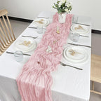 12 Pack Rose Gold Cheesecloth Table Runner 10ft Boho Gauze Cheese Cloth Table Runner Rustic Sheer Runner 120 inch Long for Christmas Wedding Bridal Baby Shower Birthday Table Decorations