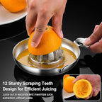Lemon Squeezer Stainless Steel, Heavy Duty Hand Manual Citrus Juicer, Premium Orange Lime Fruit Squeezer, Robust Reamer Rotation 2 Pour Spout 200ML Container, Dishwasher Safe（5-Year Warranty）