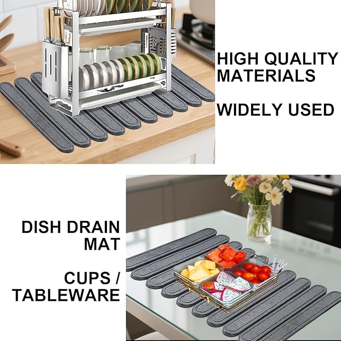 Large Stone Dish Drying Mat for Kitchen Counter, 24"×16"- Quick Drying Diatomaceous Earth Mats for Multi - Purpose, Eco-Friendly ,Super Absorbent, Foldable ,Non-Slip