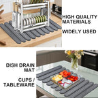 Large Stone Dish Drying Mat for Kitchen Counter, 24"×16"- Quick Drying Diatomaceous Earth Mats for Multi - Purpose, Eco-Friendly ,Super Absorbent, Foldable ,Non-Slip