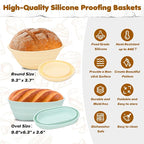 HK Sourdough Starter Kit, Sourdough Bread Baking Supplies with 9'' Round Banneton Bread Proofing Basket, 34oz Sourdough Starter Jar, Bread Lame, Dough Scraper, Dough Whisk & Silicone Baking Mats