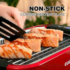 CUSIMAX Smokeless Indoor Grill, Electric Grill Griddle, 1500W Korean BBQ Grill with LED Smart Display & Tempered Glass Lid, Non-stick Removable Plate & Griddle Plate, Red